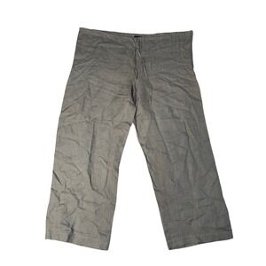 Eileen Fisher Linen Pants Women PS Gray Excellent Drawstring Wide Leg Cropped